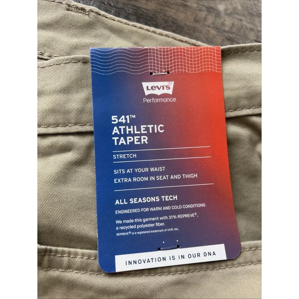 Levi's 541‎ Jeans Khaki Men's Size 48x32(30) Athletic Taper Stretch Twill Tech